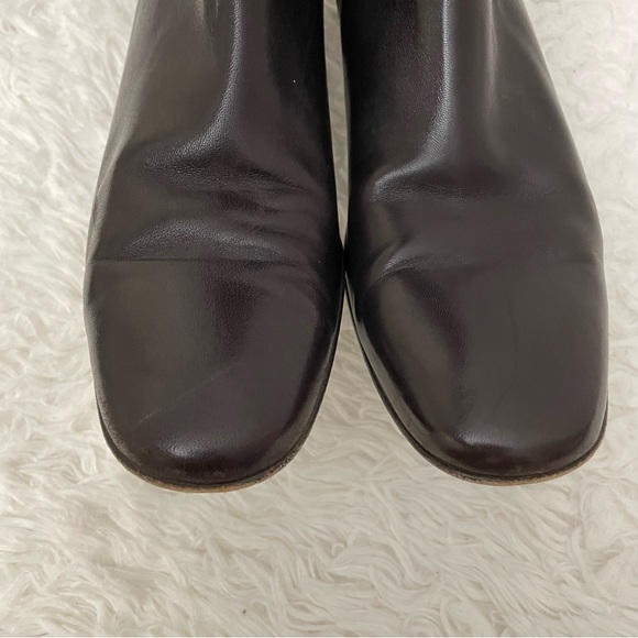 Cole Haan Made in Italy Brown All Leather Mid Boots, side zip low heel sz 11 AA - Picture 4 of 11